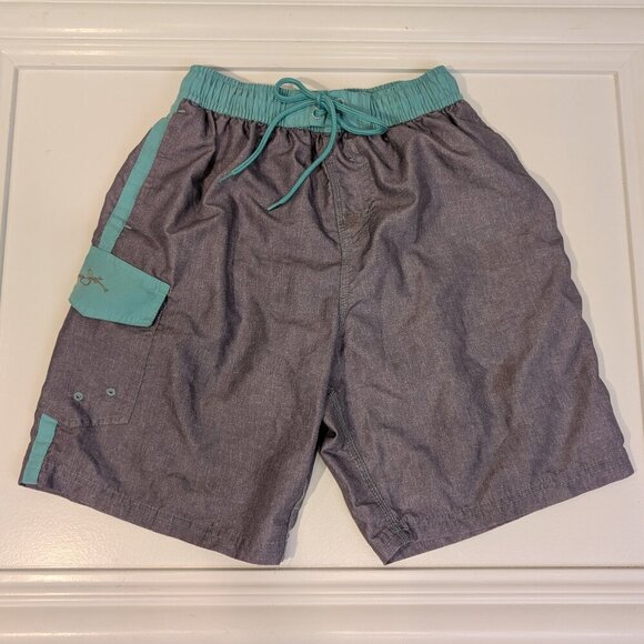 Panama Jack Swim Trunk Board Shorts Grey Green Vacation Summer - Size M10/12 - Picture 1 of 5